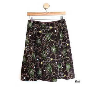 Julie's Closet Retro Brown Dot Circle Pattern A-Line Skirt Size Medium